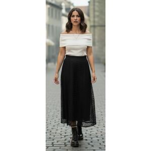 Ashley Blue Women Medium Black Lace Long Gothic Witchy Maxi Skirt